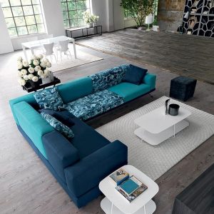 Divano Doimo Salotti modello Under Mix, divano progettato per essere realizzato attraverso la composizione personalizzata di ogni elemento.